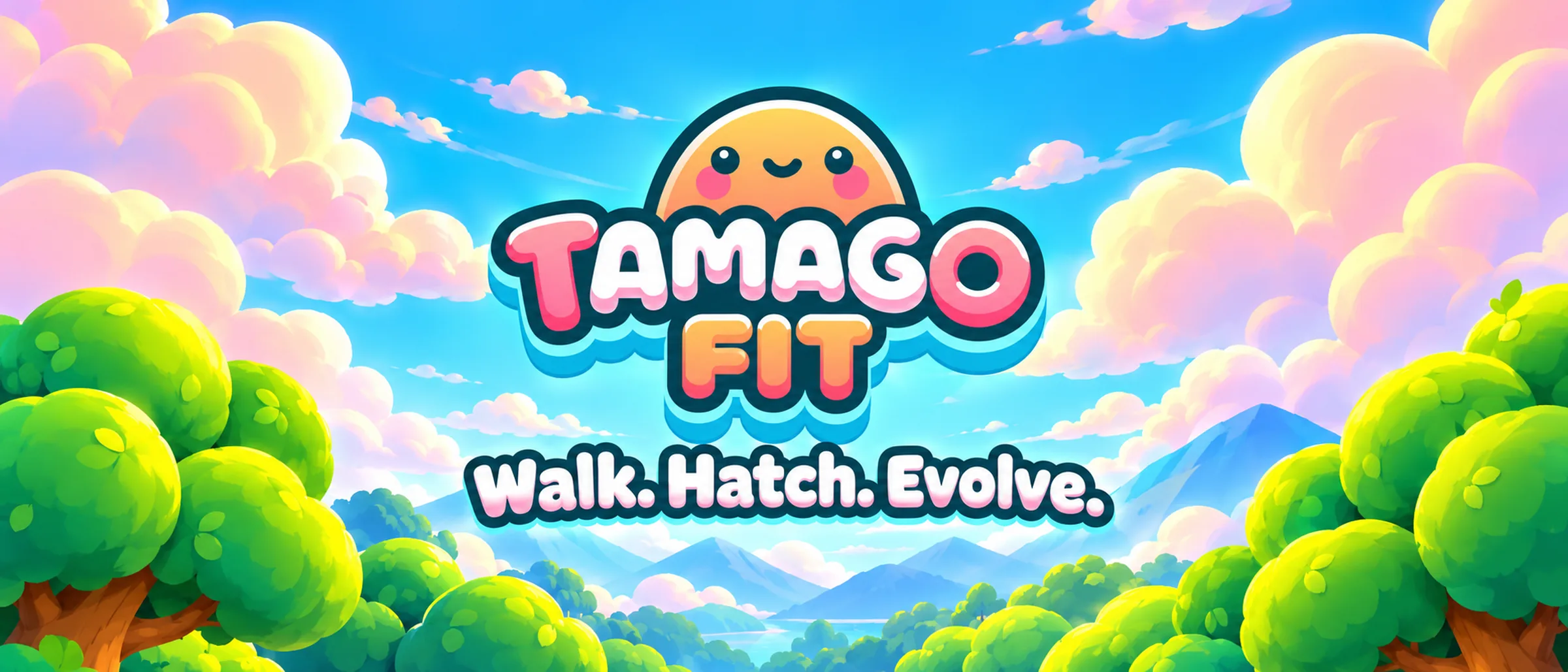 TamagoFit monsters together on a sunny island