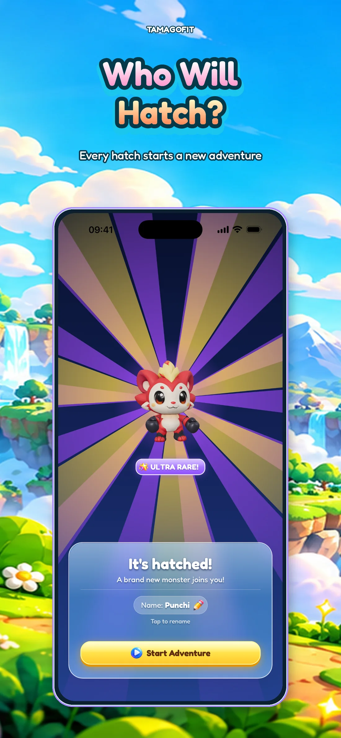 Who will hatch? Punchi hatches from its egg, an Ultra Rare.