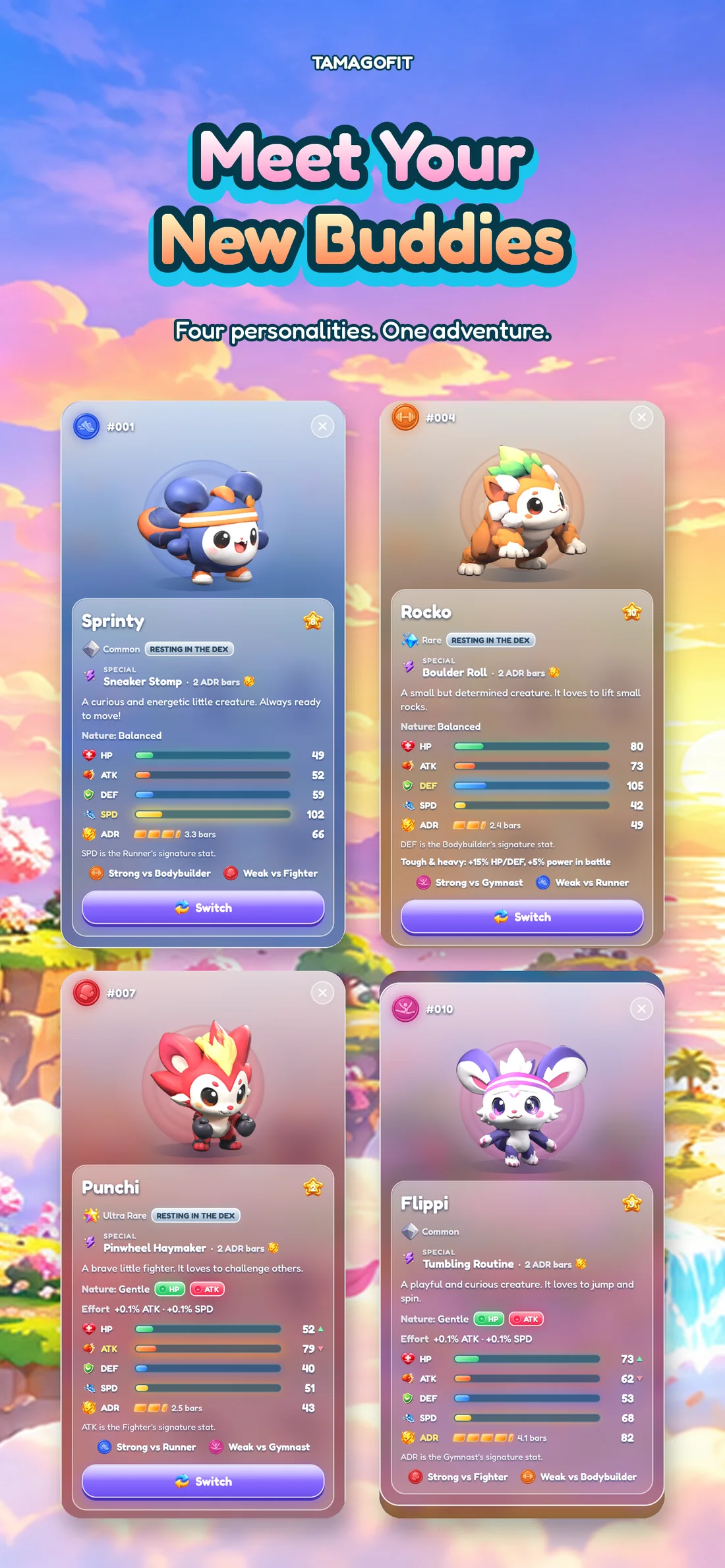 Two monsters facing off in the Training arena with health bars